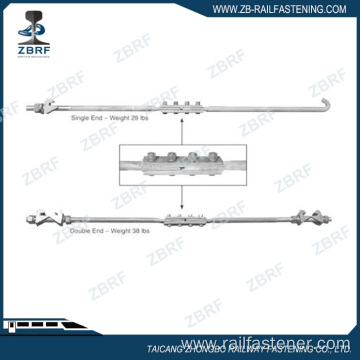 Insulated double end gauge tie rod for switches